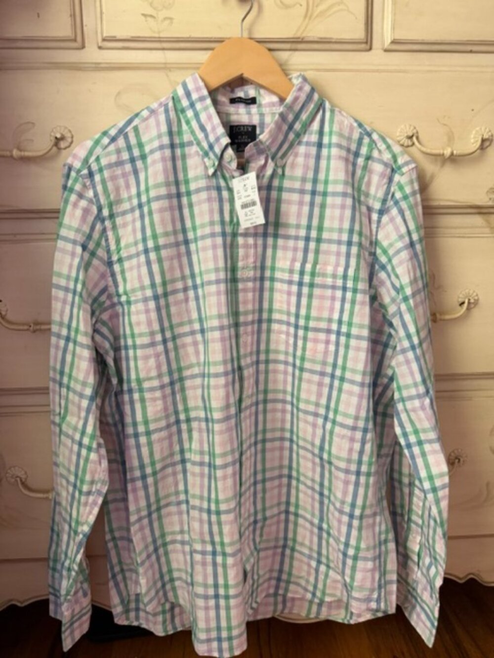 NWT J. Crew Classic Flex Washed Men's Plaid Shirt- size large
